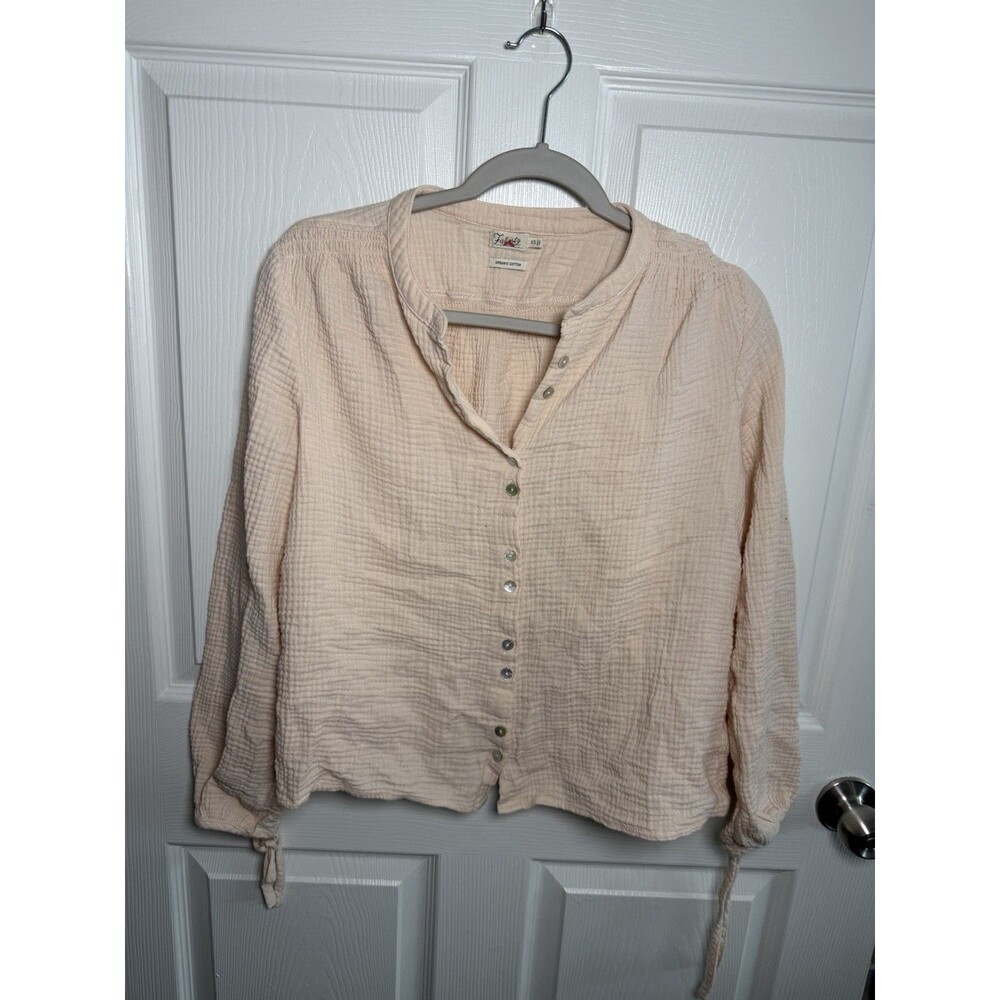 Faherty Everleigh Dream Organic Cotton Gauze Top XS Boho Relaxed Button Shirt